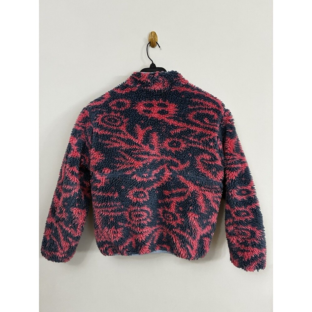OBEY Teddy Bear Women's Aiden Sherpa Jacket Reversible Sweet Coral Multi Size XS - Picture 4 of 15